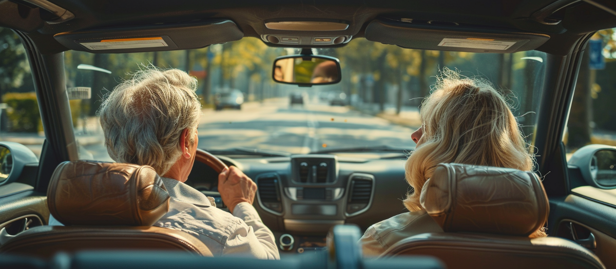 autorally- man en vrouw rijden in de auto